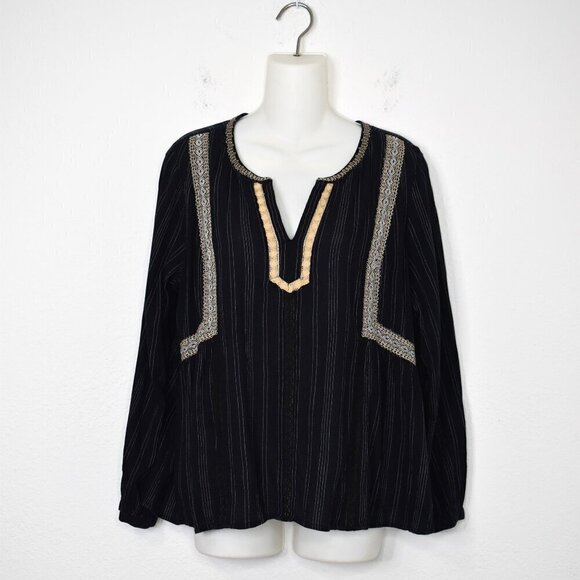 J. Jill Tops - J. Jill Peasant Blouse Sz MP Embroidered Relaxed Fit Boho Cottagecore Neutral